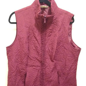 Burgundy Dress Barn Vest with Ruffle front